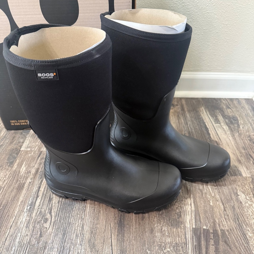 Bogs Mens 13 Essential Insulated Tall Utility Waterproof Black Muck Winter Boots - Picture 3 of 6